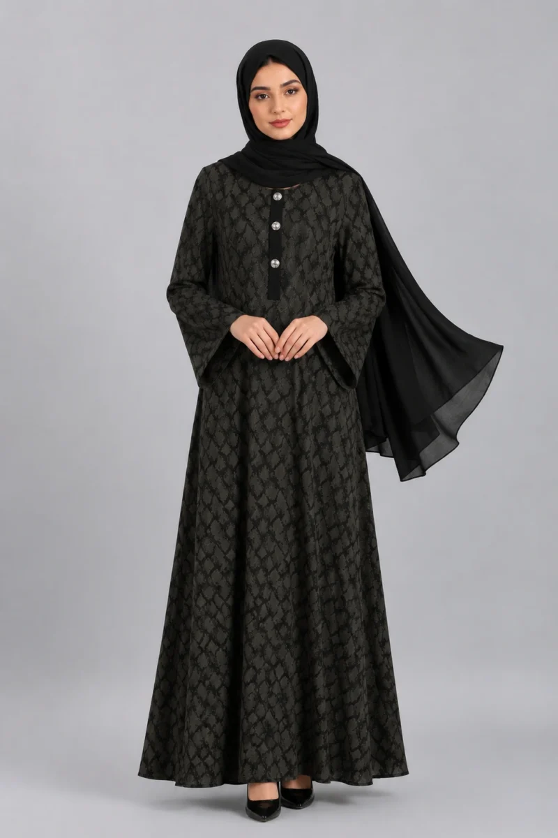 A line Sparkle Printed Spring Abaya