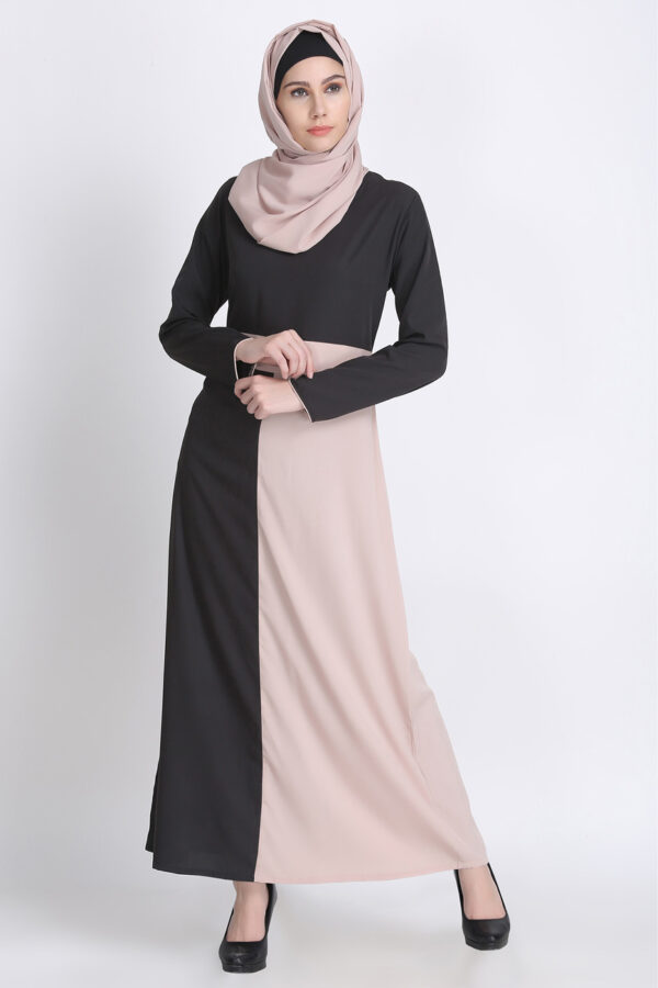 Affordable-Beautiful-Black-Beige-Abaya-
