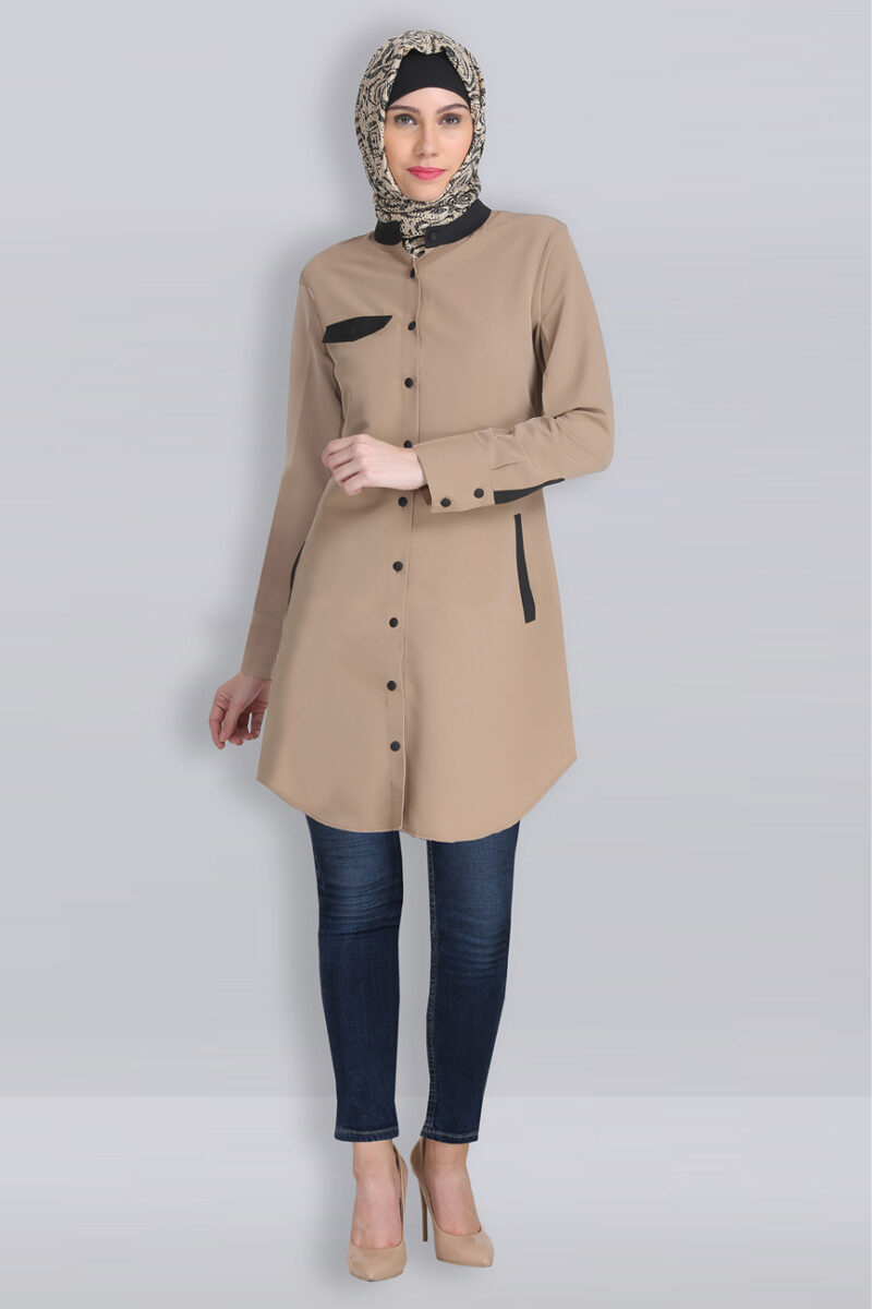 Modest Knee Length Tunic in Sand color