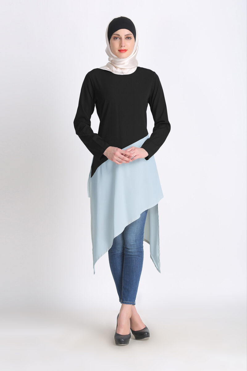 SIgnora Everyday Long Tunics : Black & Skyblue