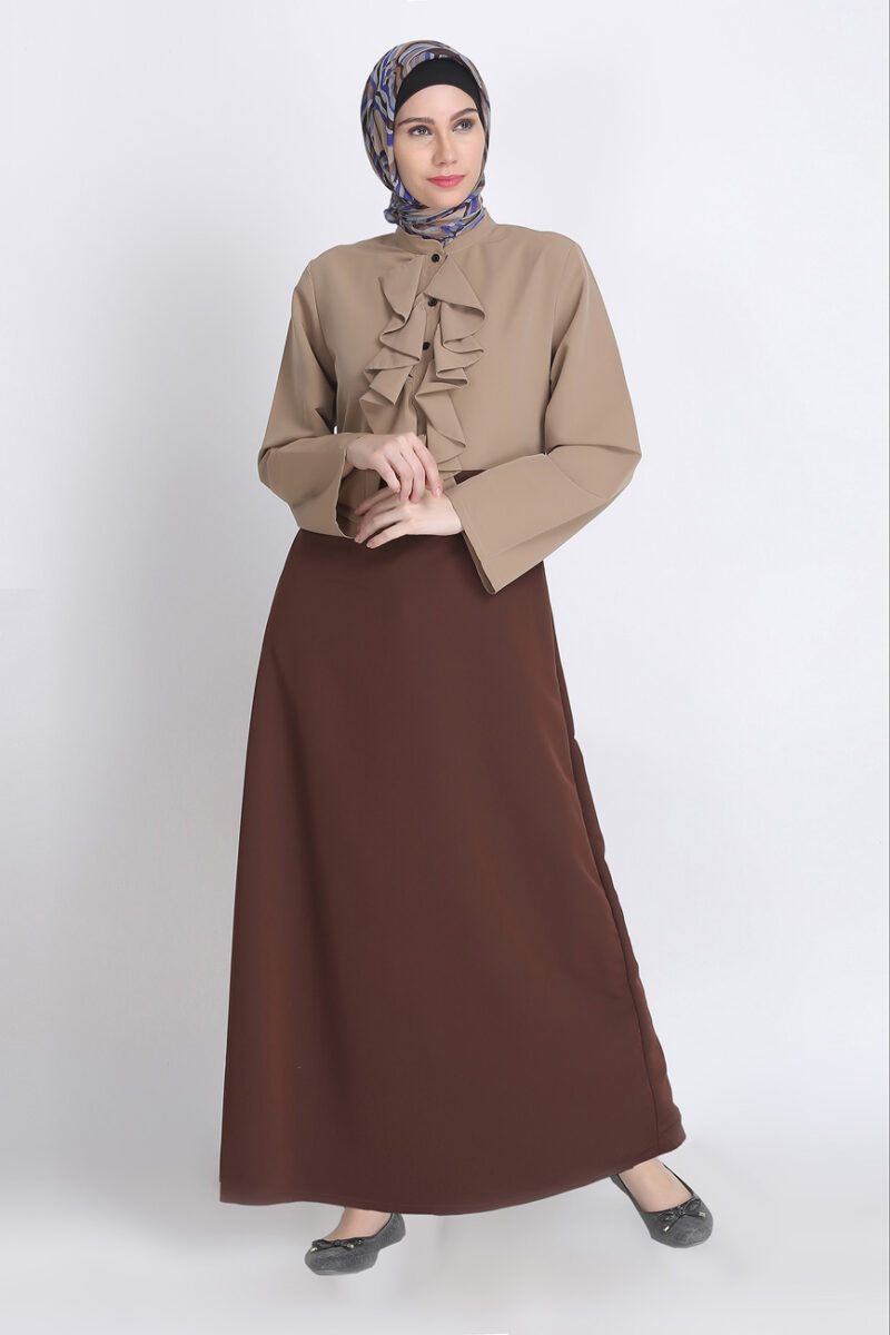 Fancy Sand Frill Ruffle Abaya