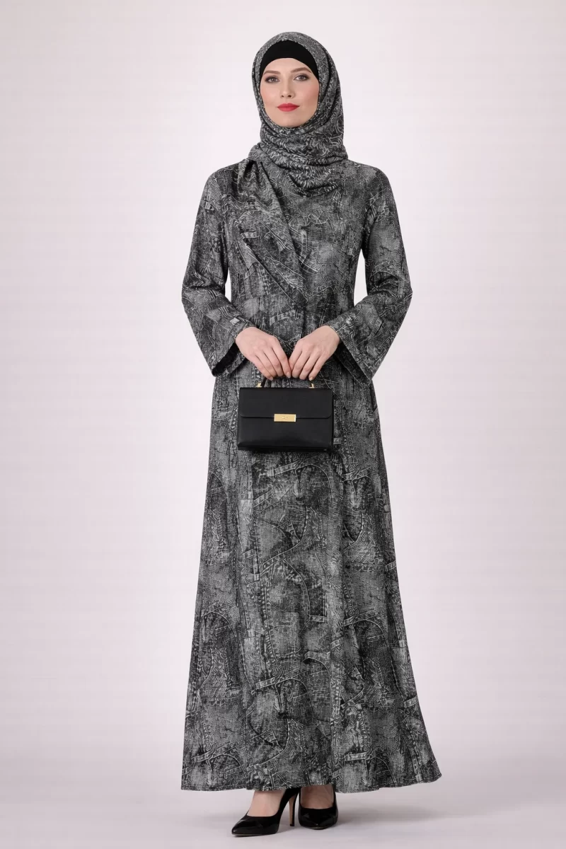 Faux Denim Print Abaya