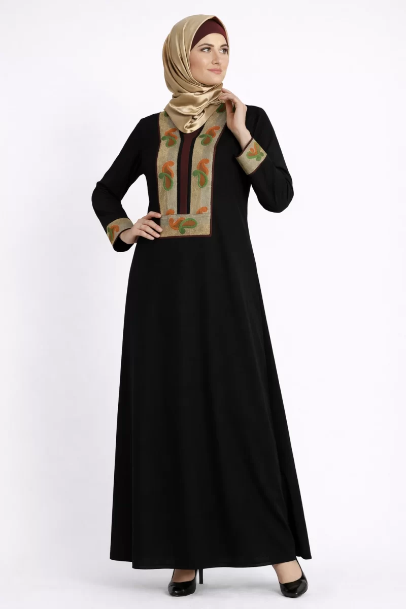 Golden Zari Black Ramadan Abaya