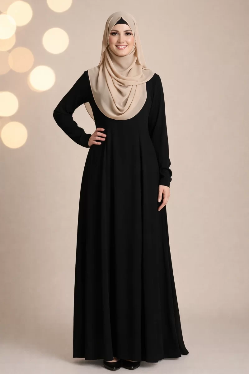 Mulberry Wedding Party Black Abaya Dress