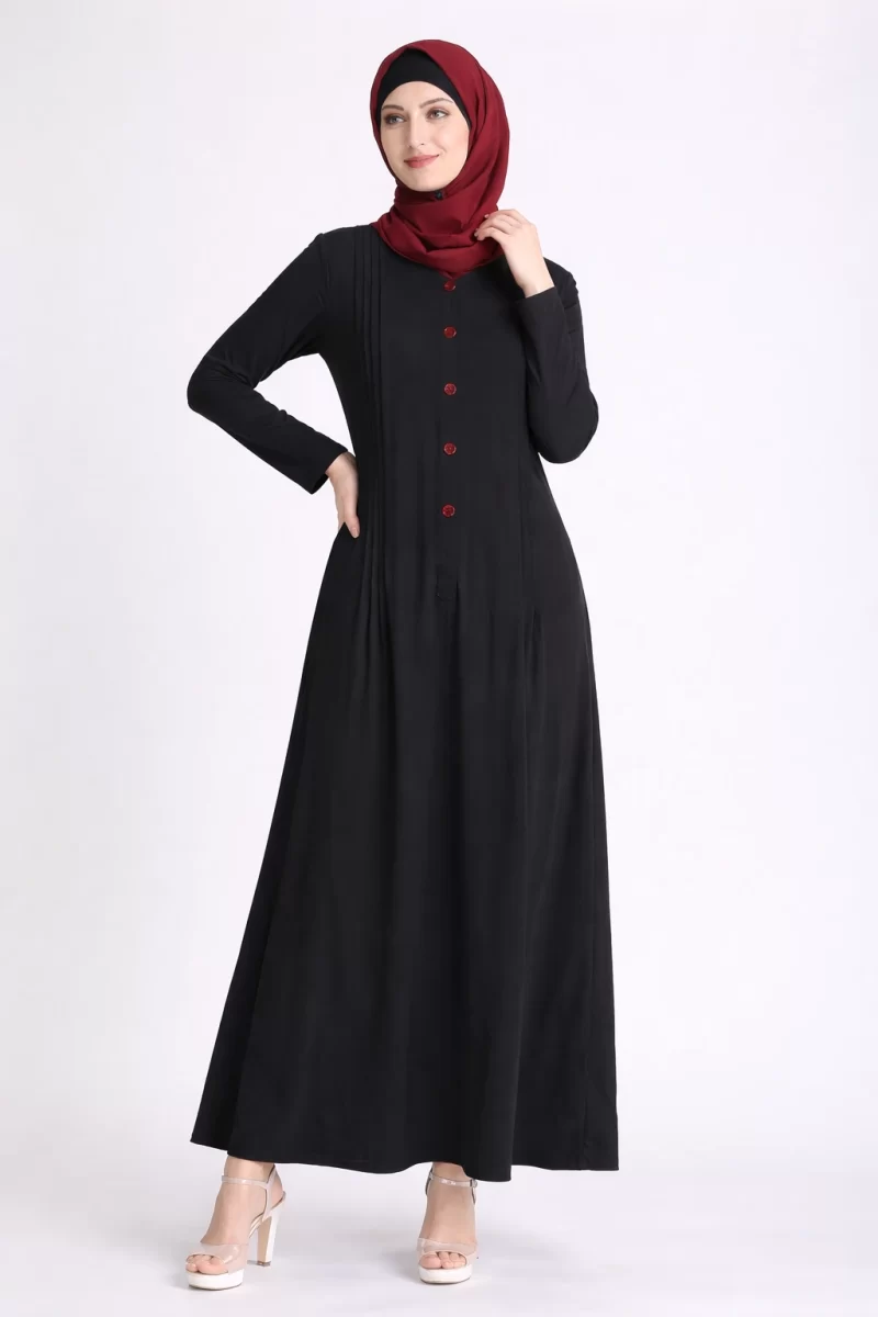 Multi Pleated Black Abaya