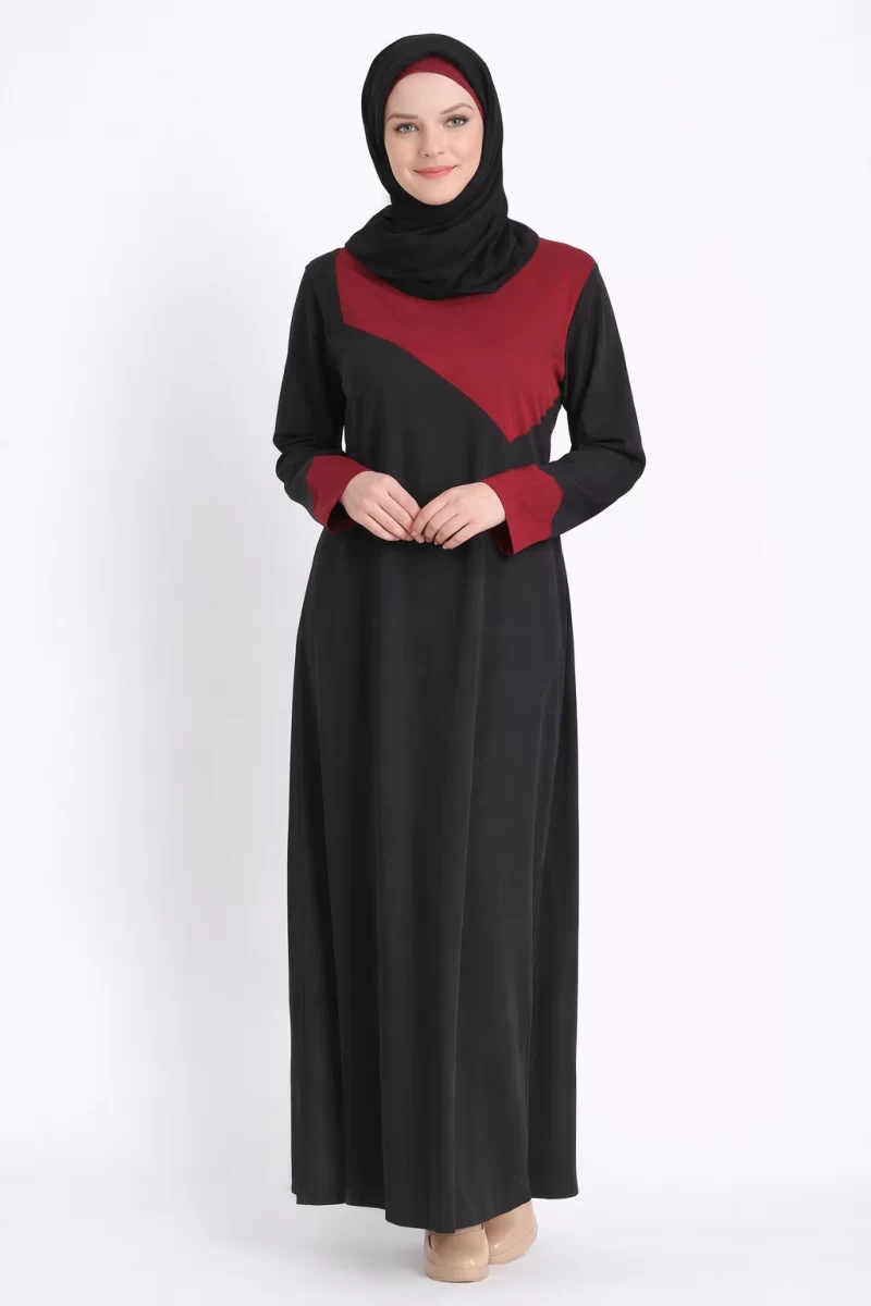 New York Abaya Dress Black Maroon Abaya