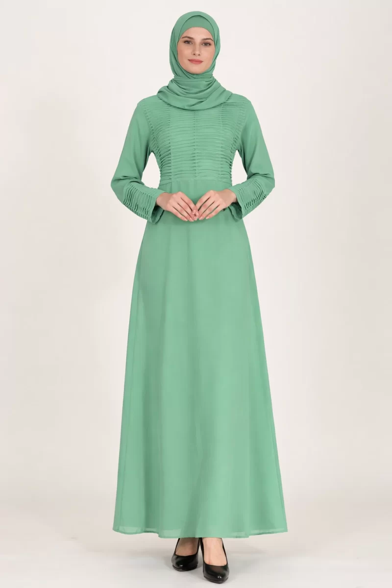 Pintucks Pleated Modest Womenโs Sea Form Abaya