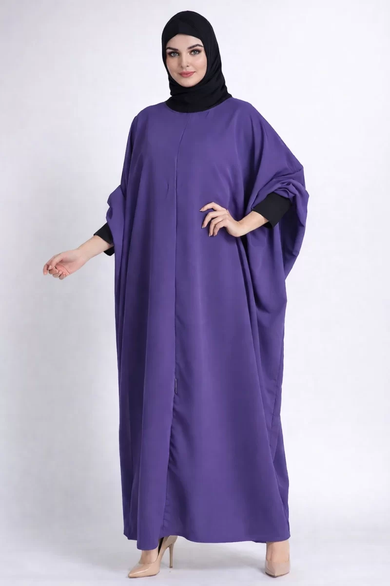 Prayer Head Cover Black-Purple Kaftan Dress