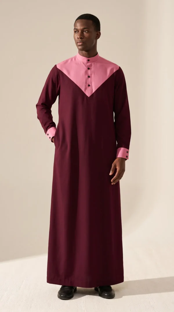 Abdullah Men's Islamic Eid Thobe-Purple & Pink