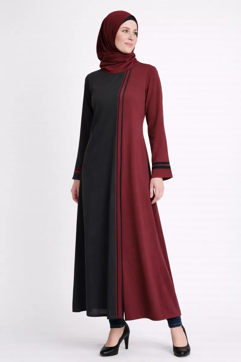 Shazia Open Abaya Black and Purple