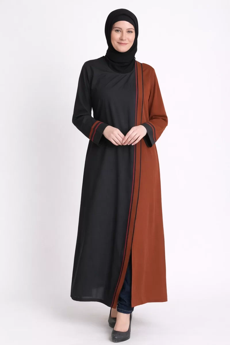 Shazia Open Abaya Black and Tan