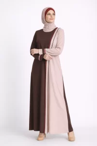 Shazia Open Abaya Brown & Beige