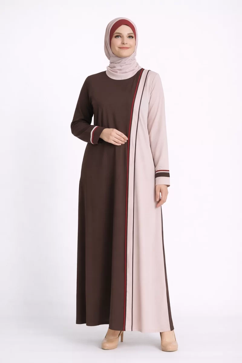 Shazia Open Abaya Brown & Beige