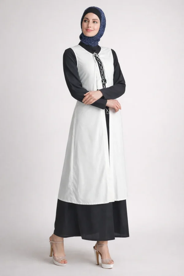 Sling String Jacket Abaya White