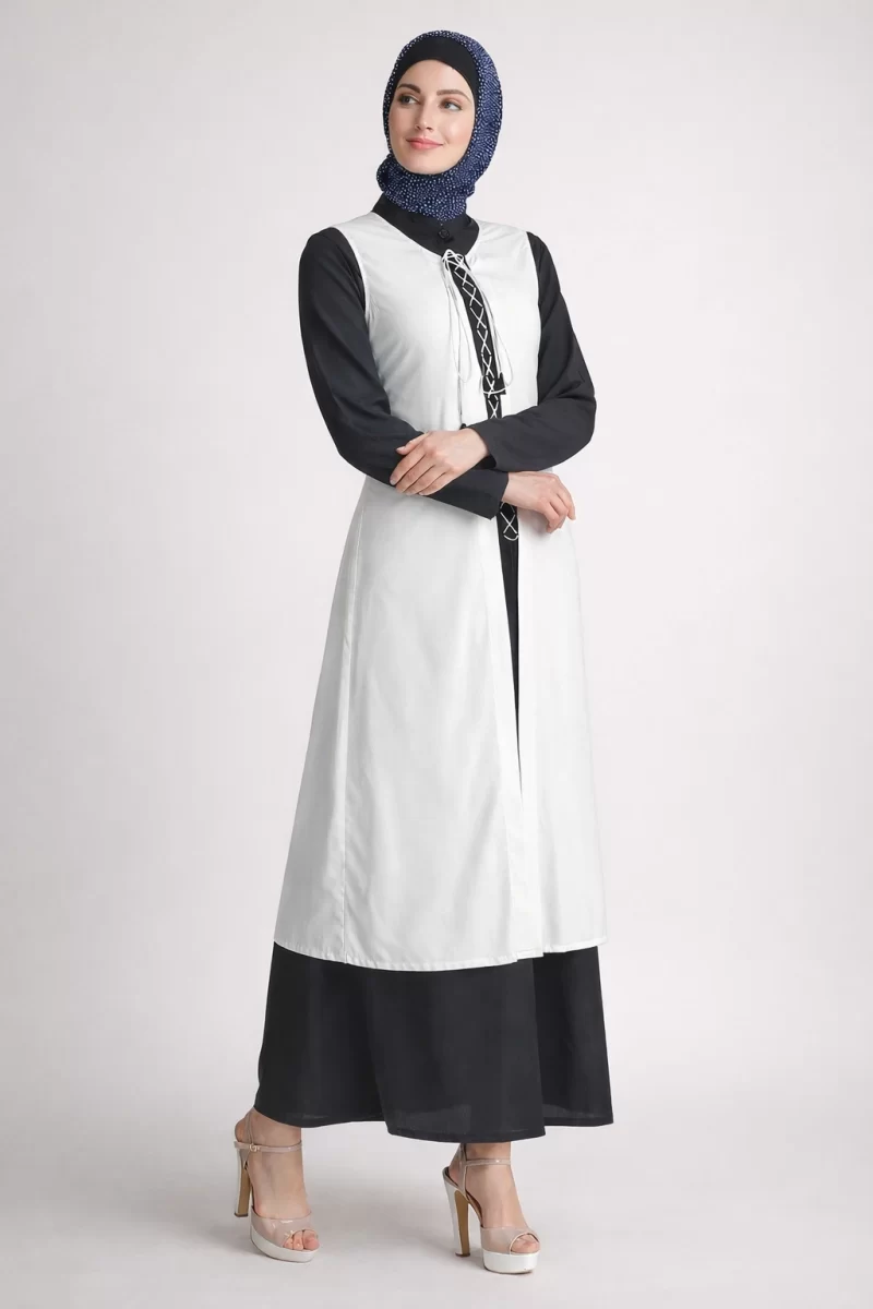 Sling String Jacket Abaya White