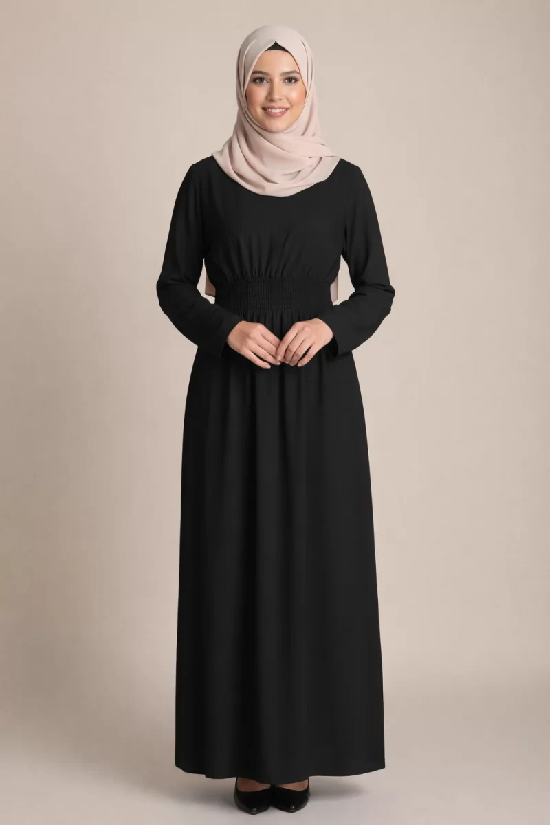 Summer Black Smoky Abaya Jilbab Dress