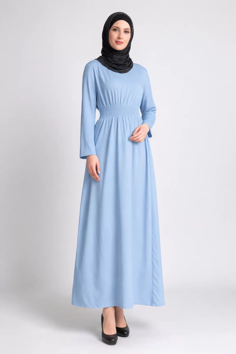 Summer Sky Blue Smoky Abaya Jilbab Dress