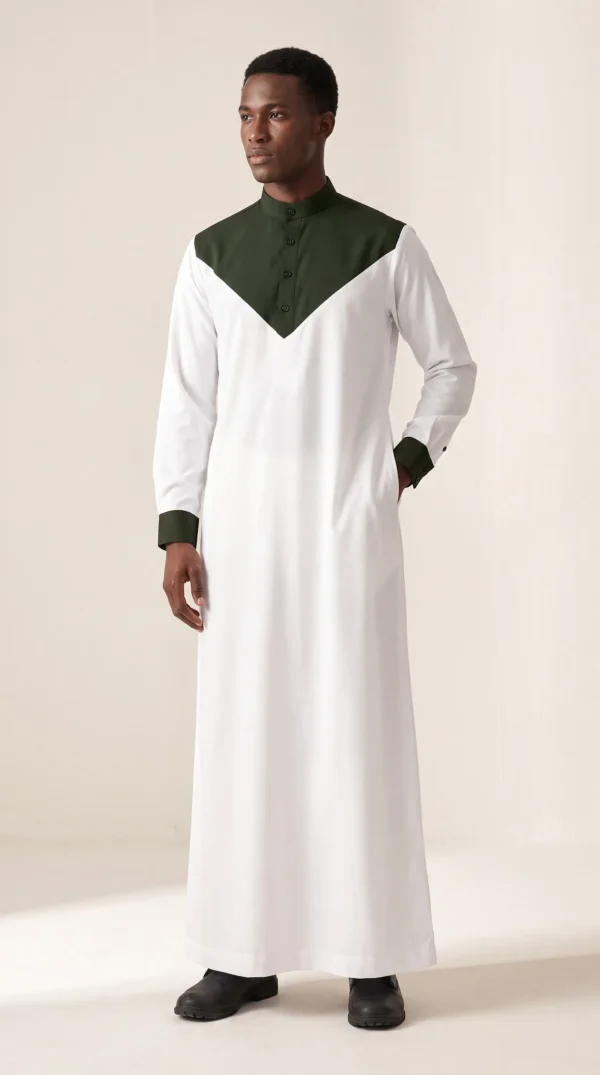 Abdullah Men's Eid Thobe-White Olive