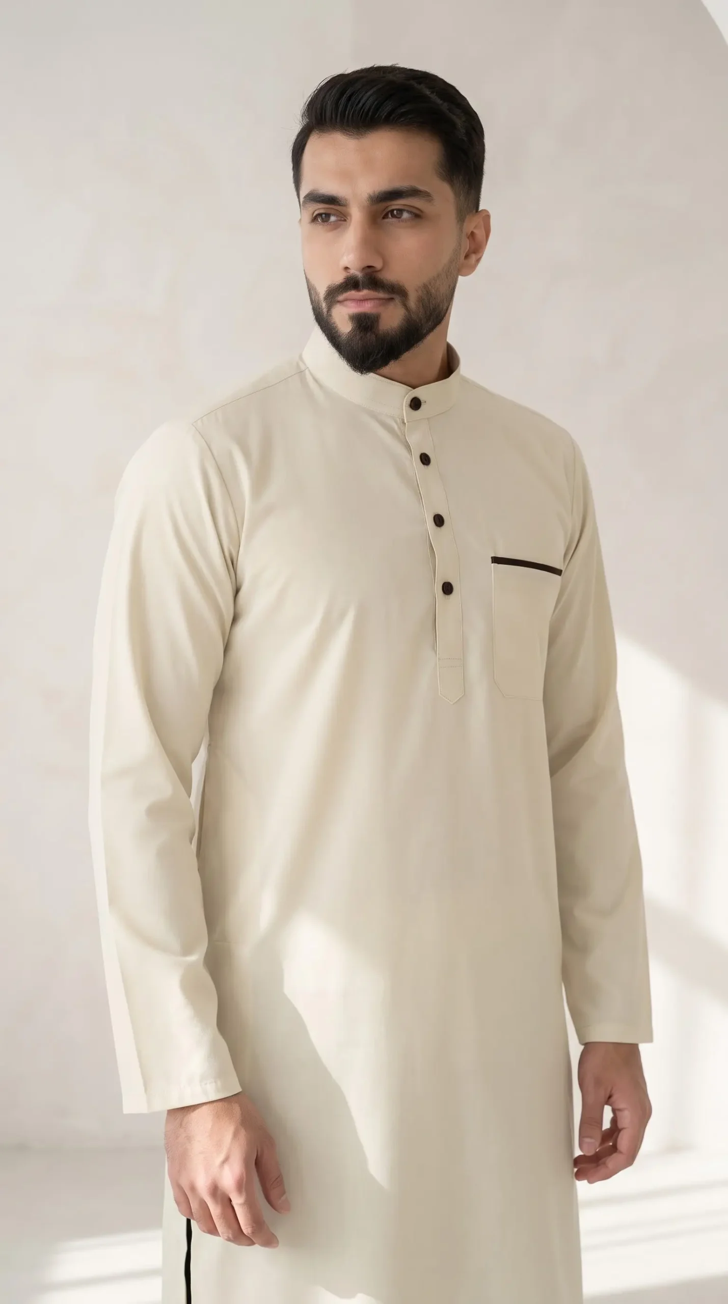 Naseem Mens Ramadan Kurta : Yellow - Image 4