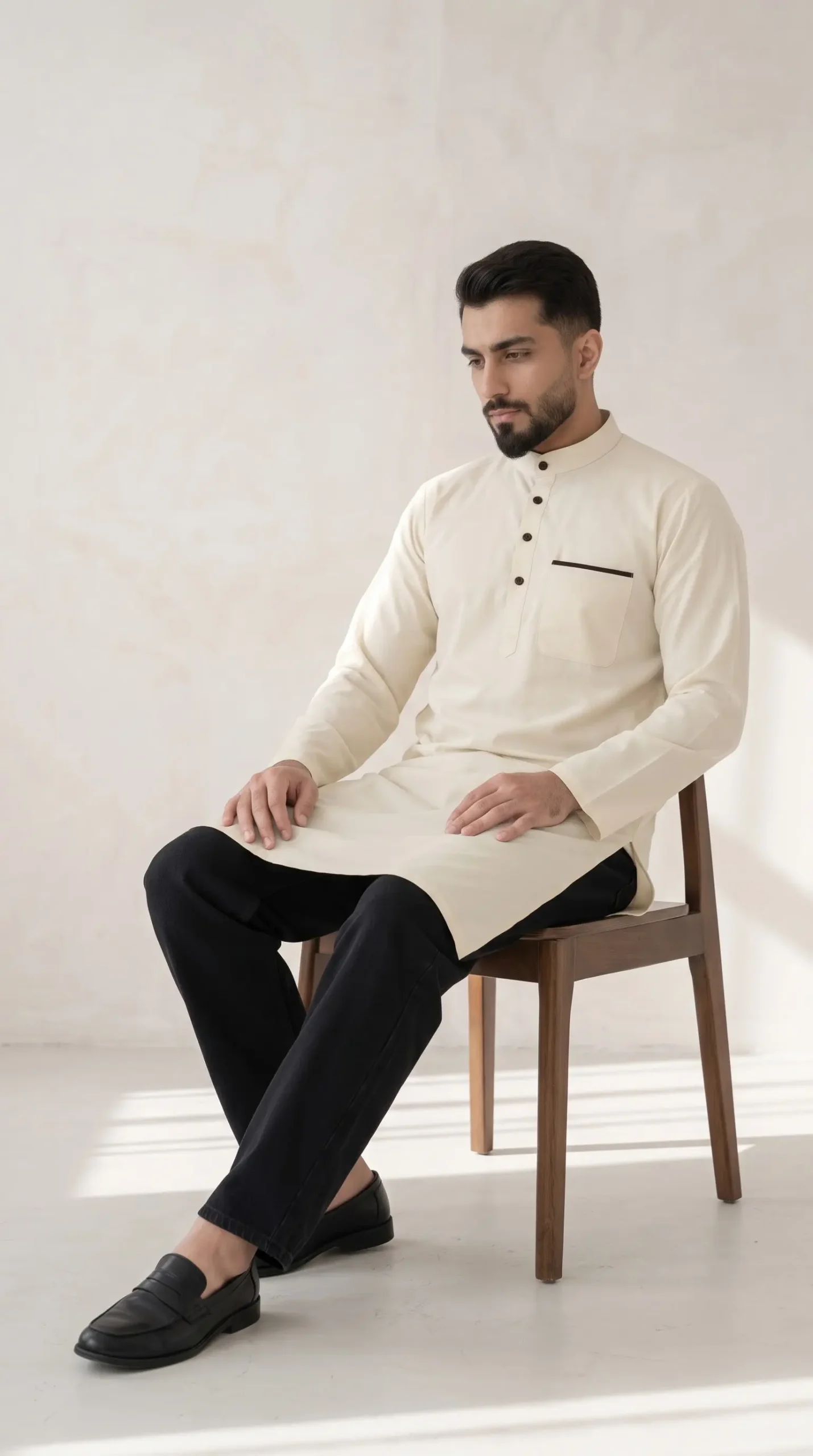 Naseem Mens Ramadan Kurta : Yellow - Image 2