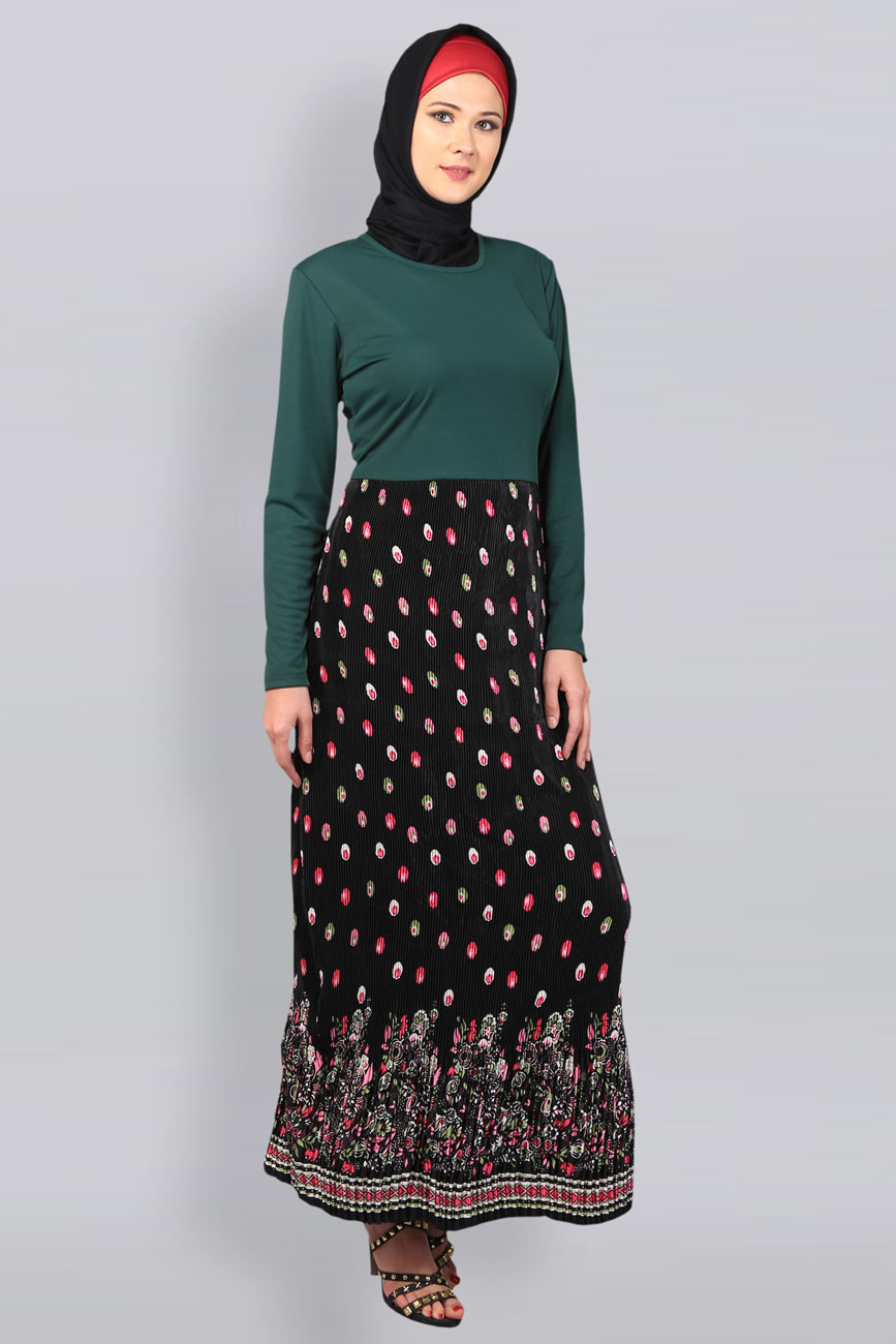 WRINKLED SKIRT GREEN ABAYA - Modest Islamic clothing Shopping Website