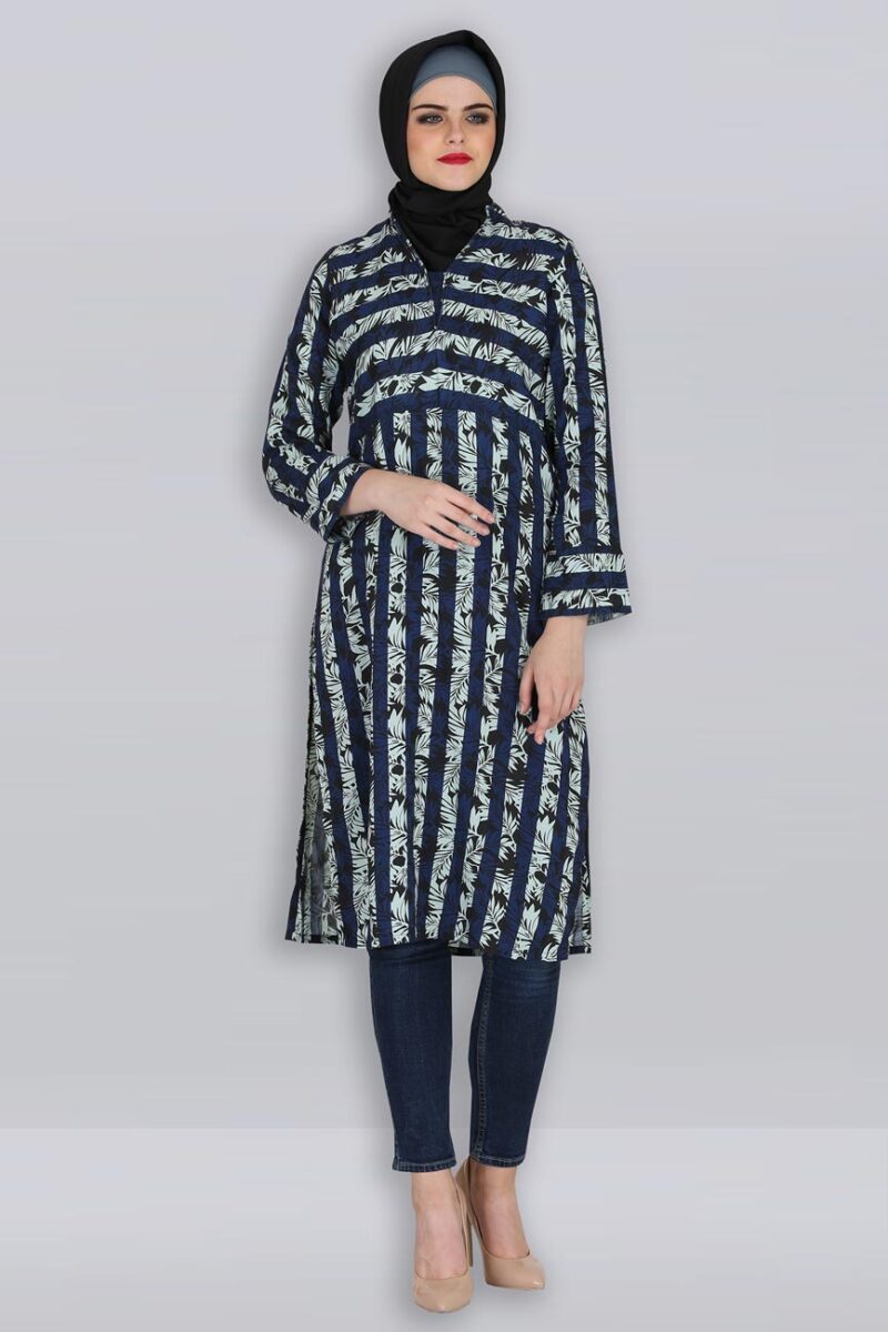 Striped Cotton Print Long Tunic