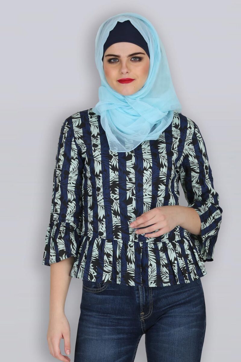 Striped Cotton Print Short Tunic