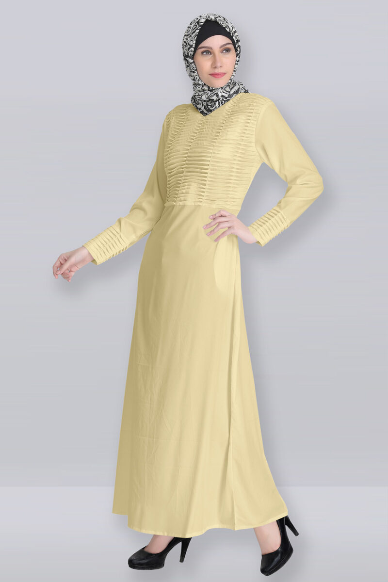 party-ware-trendy pintex yellow abaya