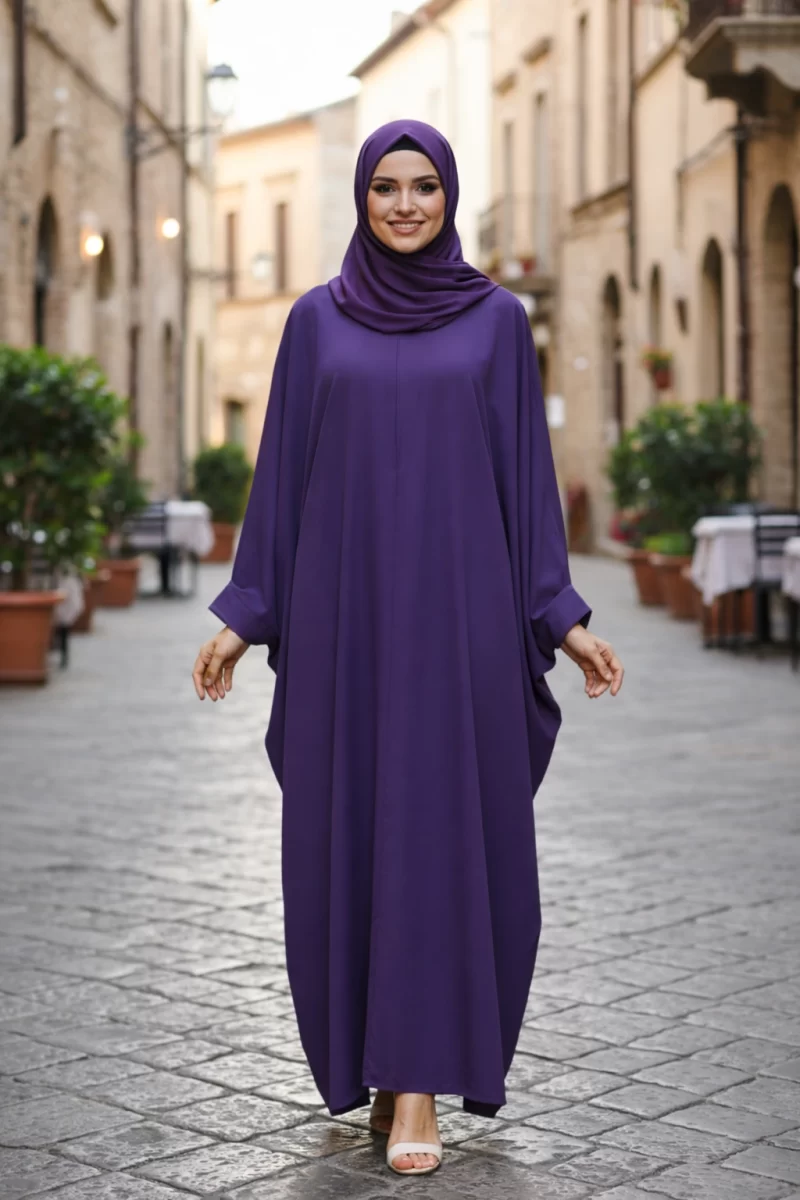 purple kimono zipper kaftan
