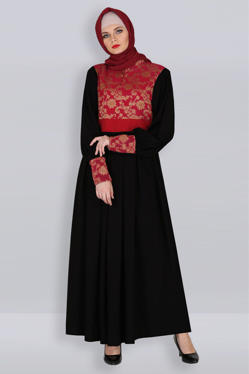stylish elegant golden red abaya