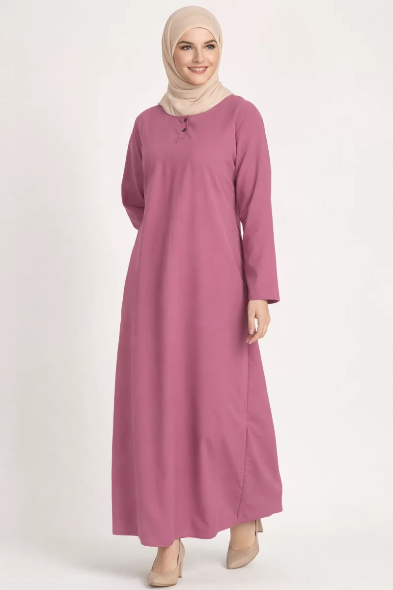 Summer Block Cotton Abaya Pink