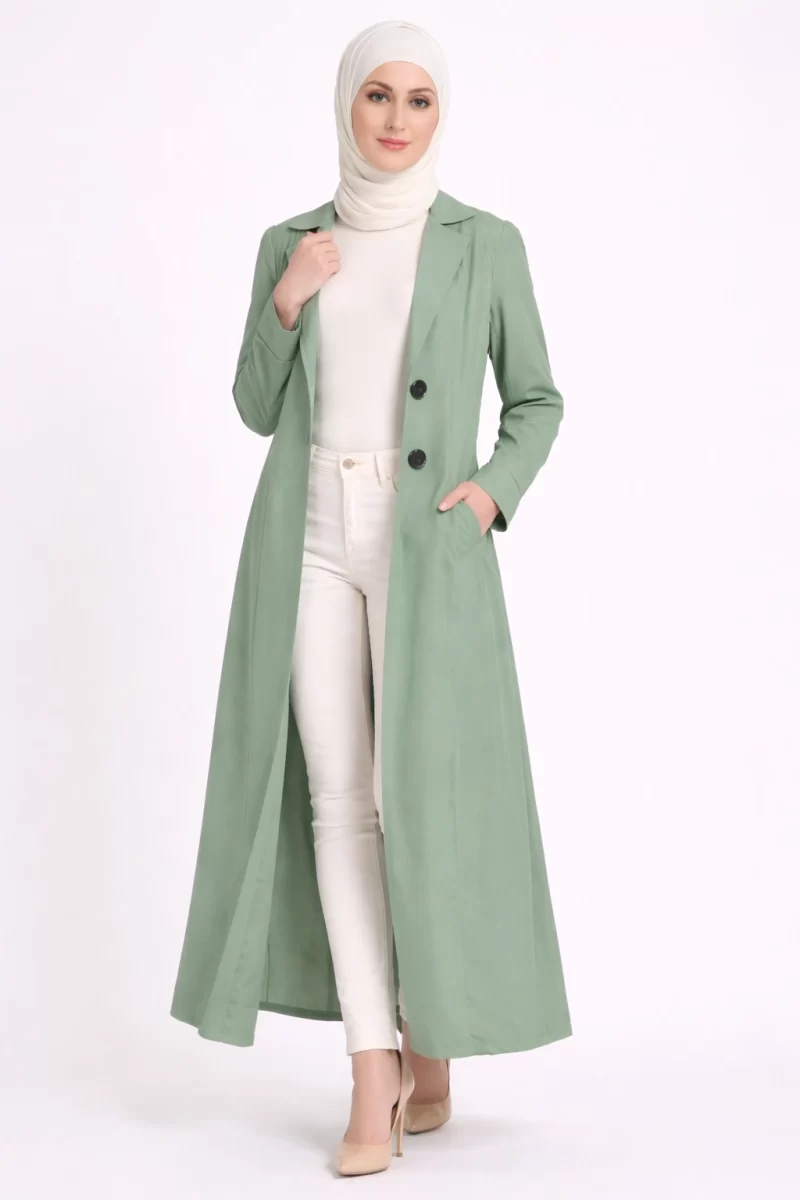 Trench Coat Style Turkish Abaya Sea Form