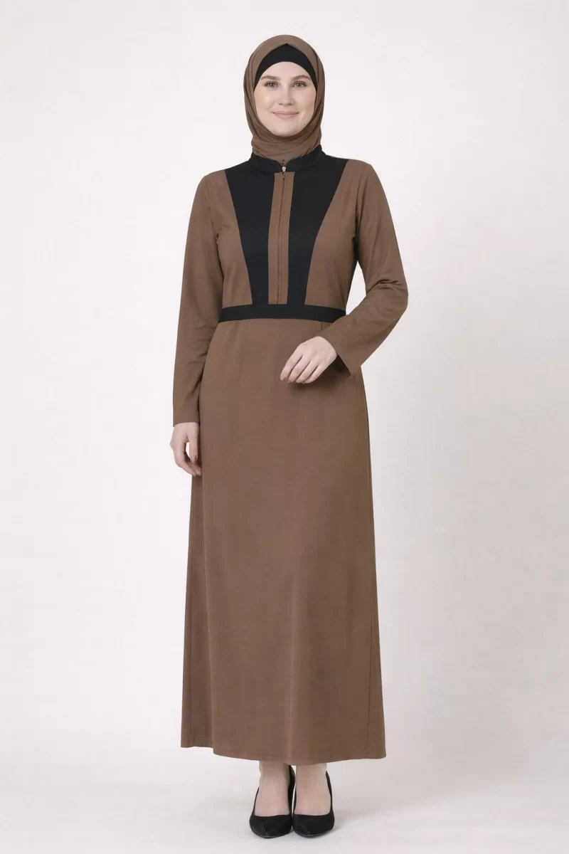Zipper Jacket Abaya Sand Gray
