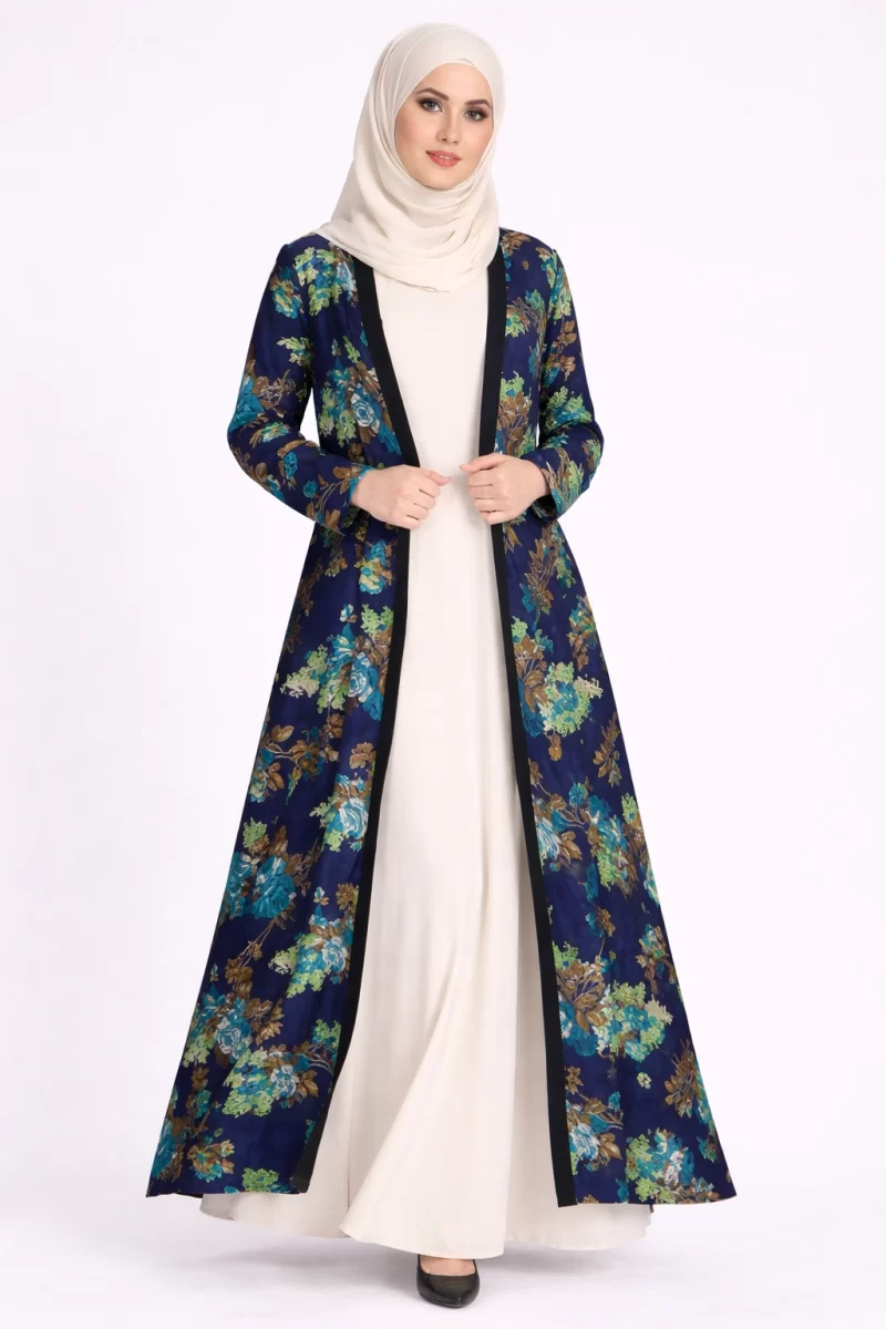 floral silk long bisht duster
