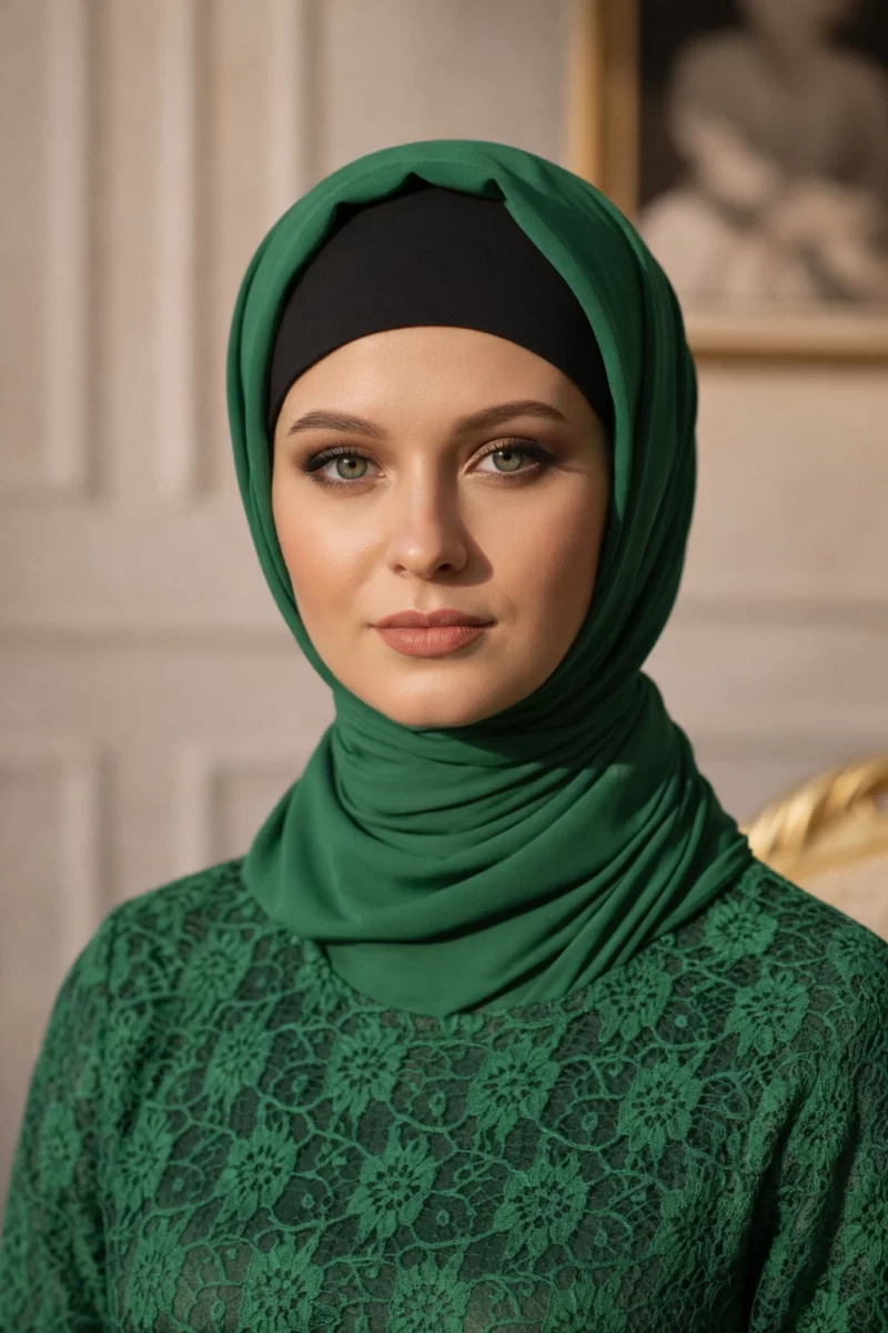 GREEN CREPE HIJAB