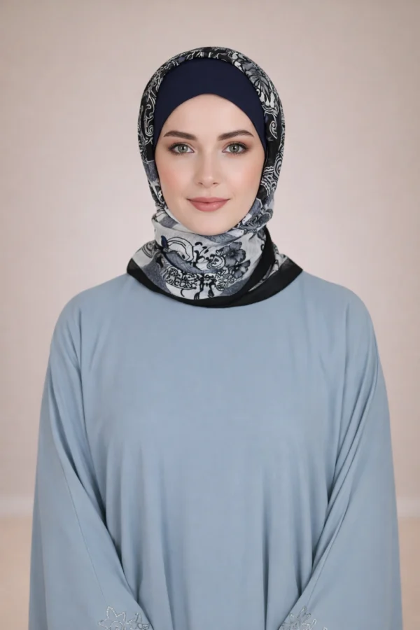 Black White Printed Chiffon Hijab