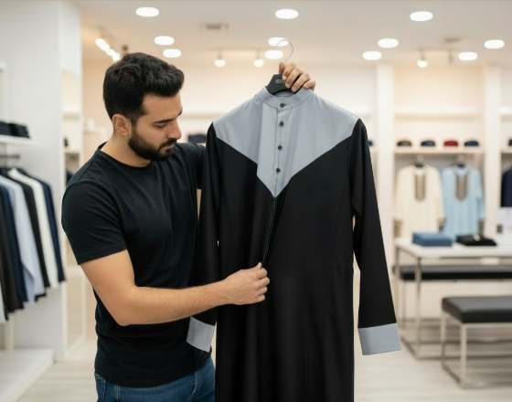 Modern men’s thobe styled for everyday and festive wear