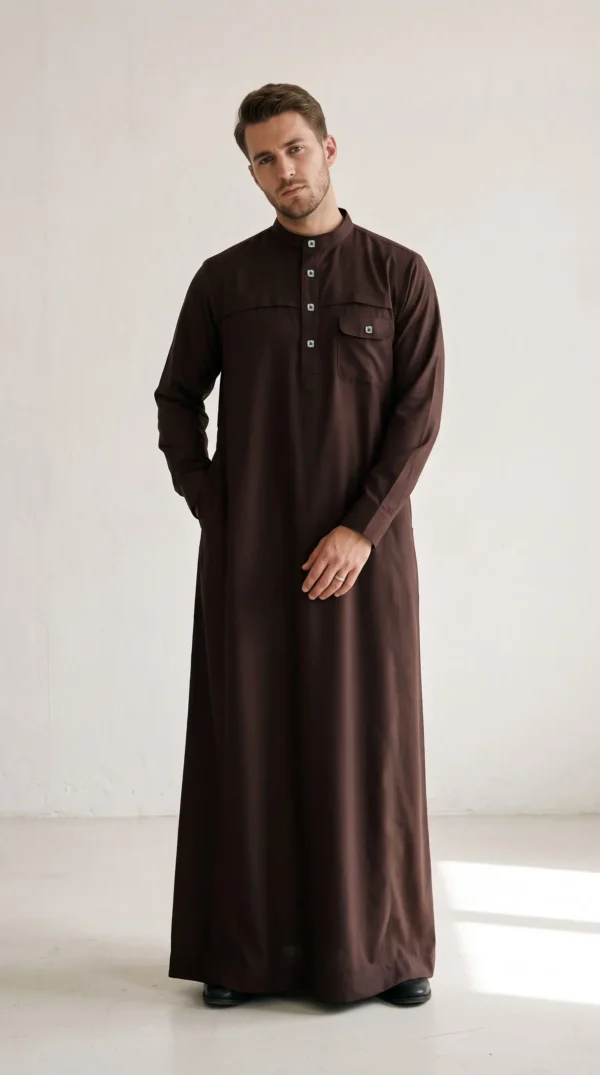 Designer Islamic Mens Brown Thobe