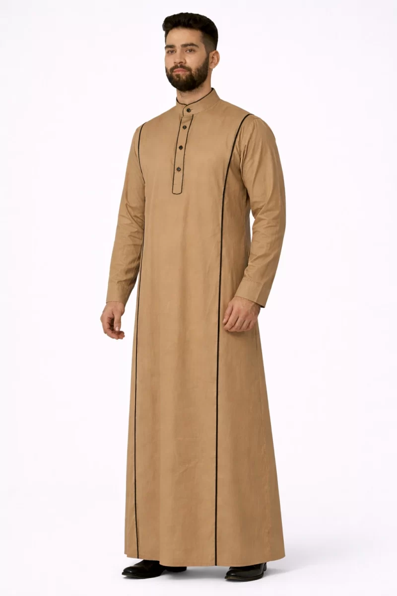 Elegant Muslim Modest Lite Sand Men Cotton Thobe