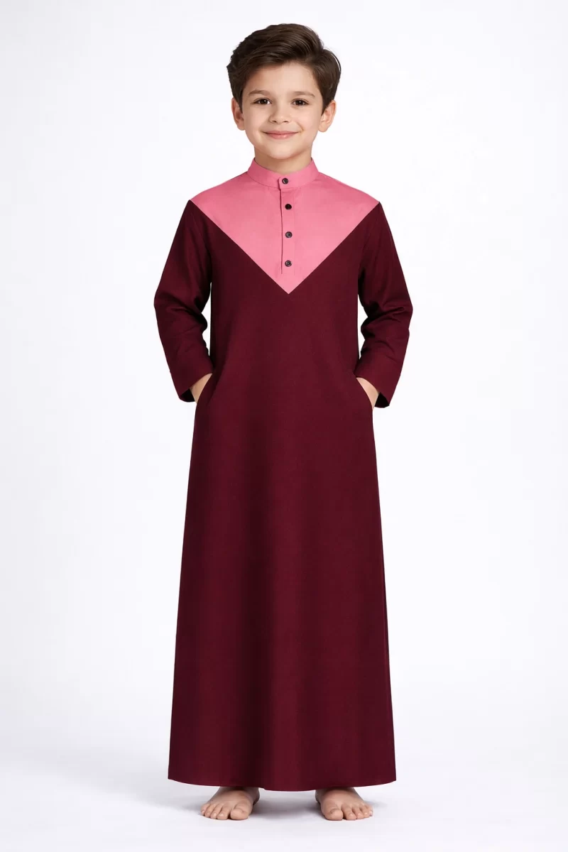 Abdullah Kids Islamic Eid Thobe-Purple & Pink