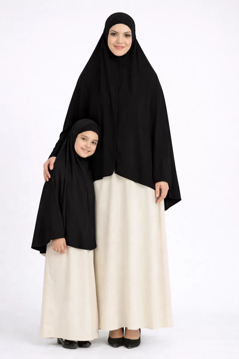 Mother & Daughter Matching Black Khimar set