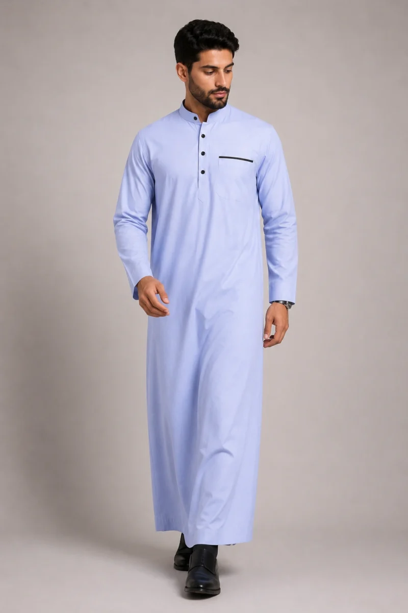 Sajid Men’s Cotton Thobe Sky Blue