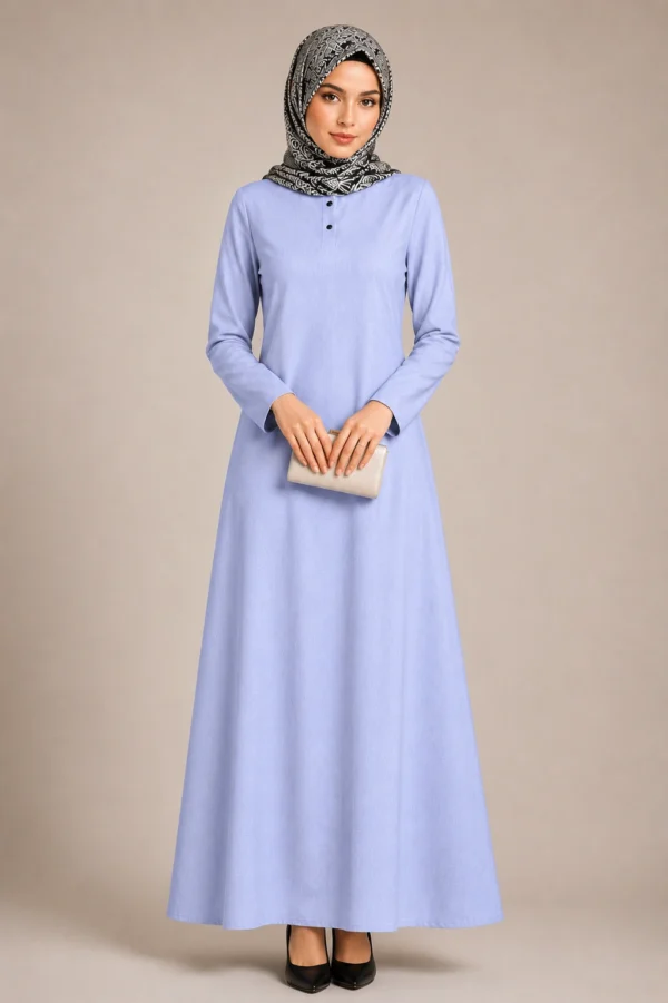Summer Block Cotton Abaya sky blue